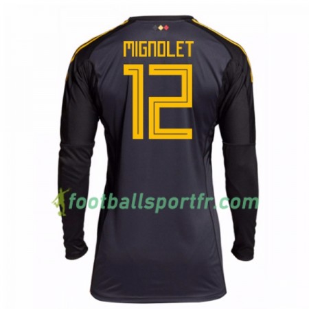 Tenue Belgique Mignolet 12 Gardien Domicile Coupe du monde 2018 Maillot de Foot ML